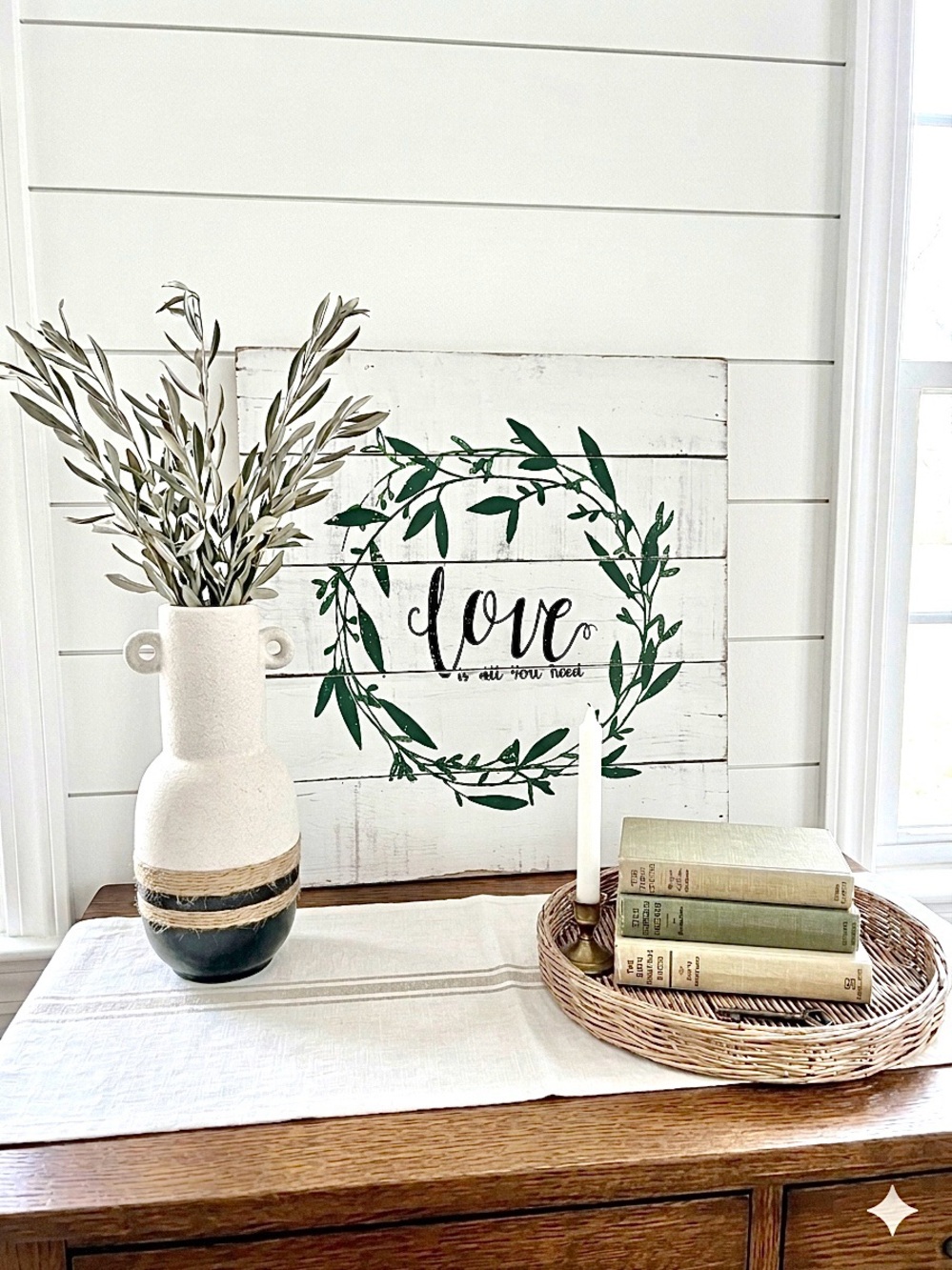 3 piece SET- vase + wall accent + small basket w farmhouse cottagecore vibe